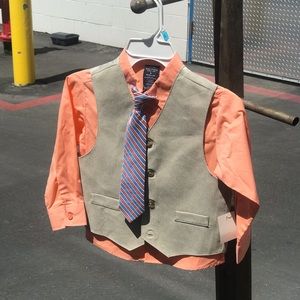 Little boys dress shirt, vest, tie only